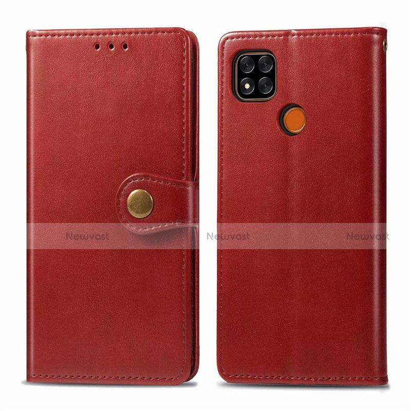 Leather Case Stands Flip Cover L06 Holder for Xiaomi Redmi 9C Red