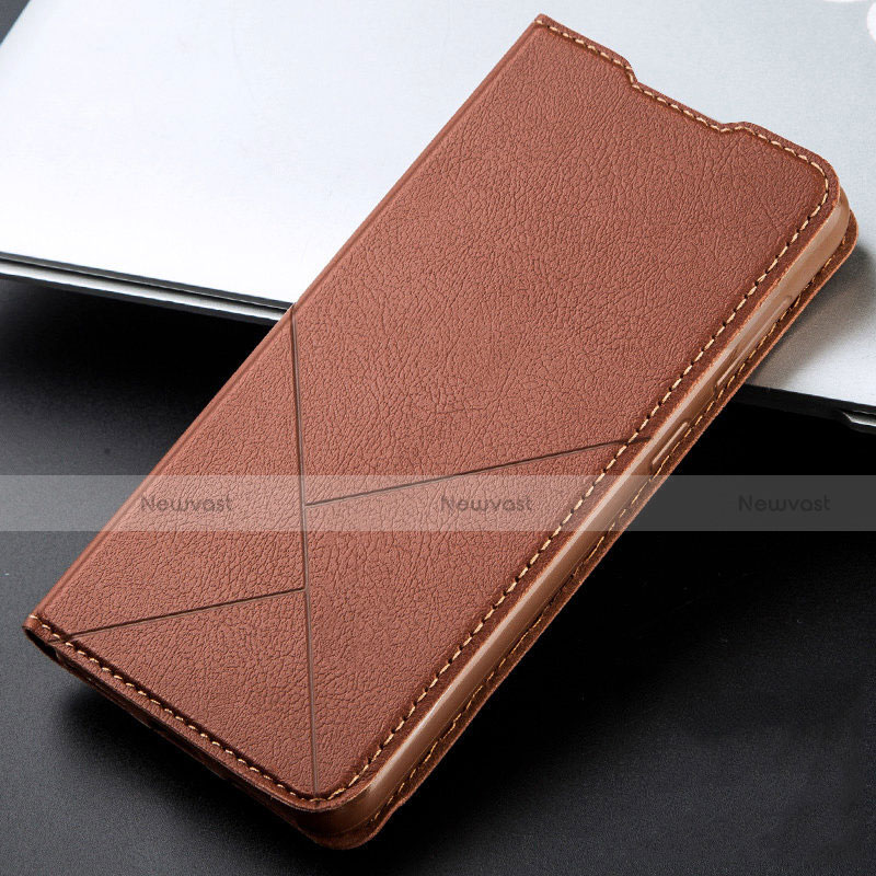 Leather Case Stands Flip Cover L06 Holder for Xiaomi Redmi K30i 5G Brown