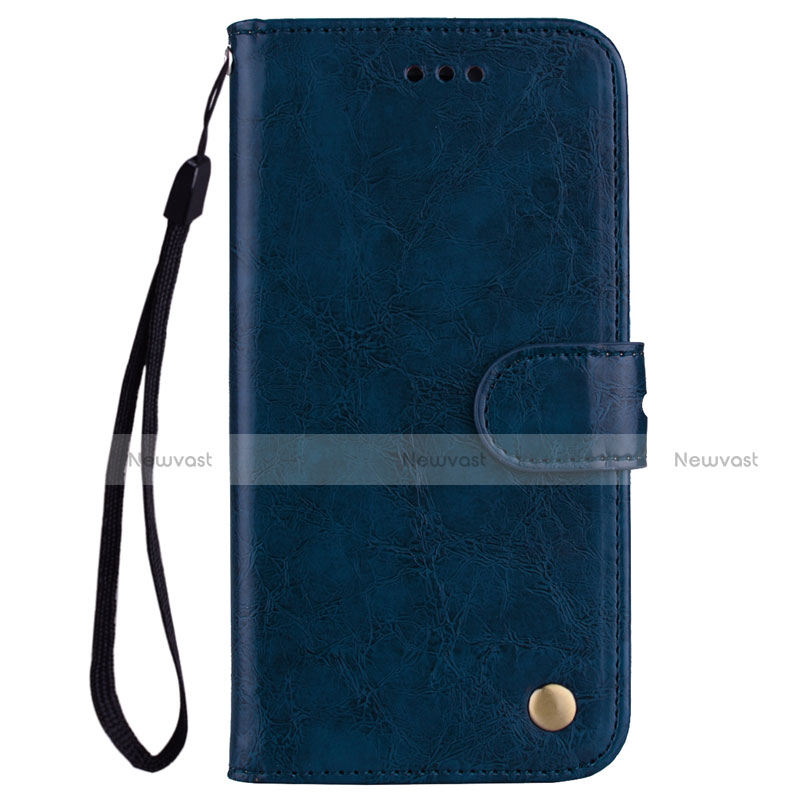 Leather Case Stands Flip Cover L07 Holder for Huawei Nova 3e Blue