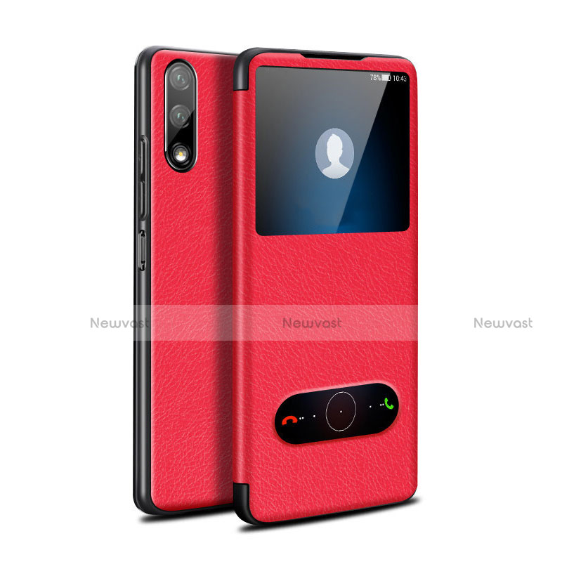 Leather Case Stands Flip Cover L07 Holder for Huawei P Smart Z (2019) Red