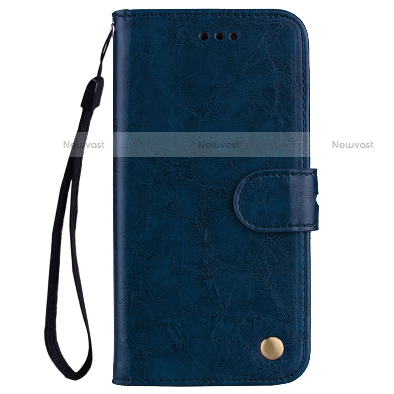 Leather Case Stands Flip Cover L07 Holder for Huawei P20 Lite Blue