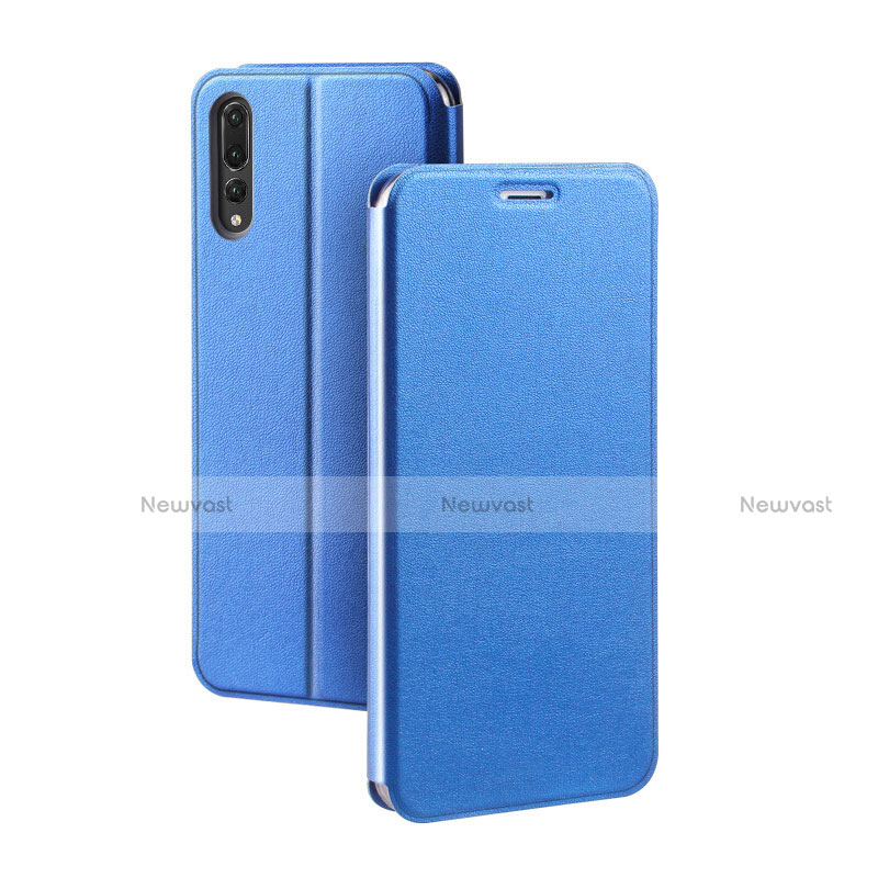 Leather Case Stands Flip Cover L07 Holder for Huawei P20 Pro Blue