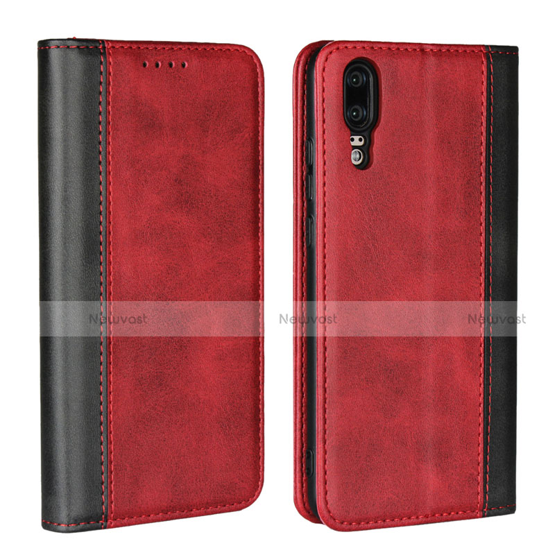 Leather Case Stands Flip Cover L07 Holder for Huawei P20 Red