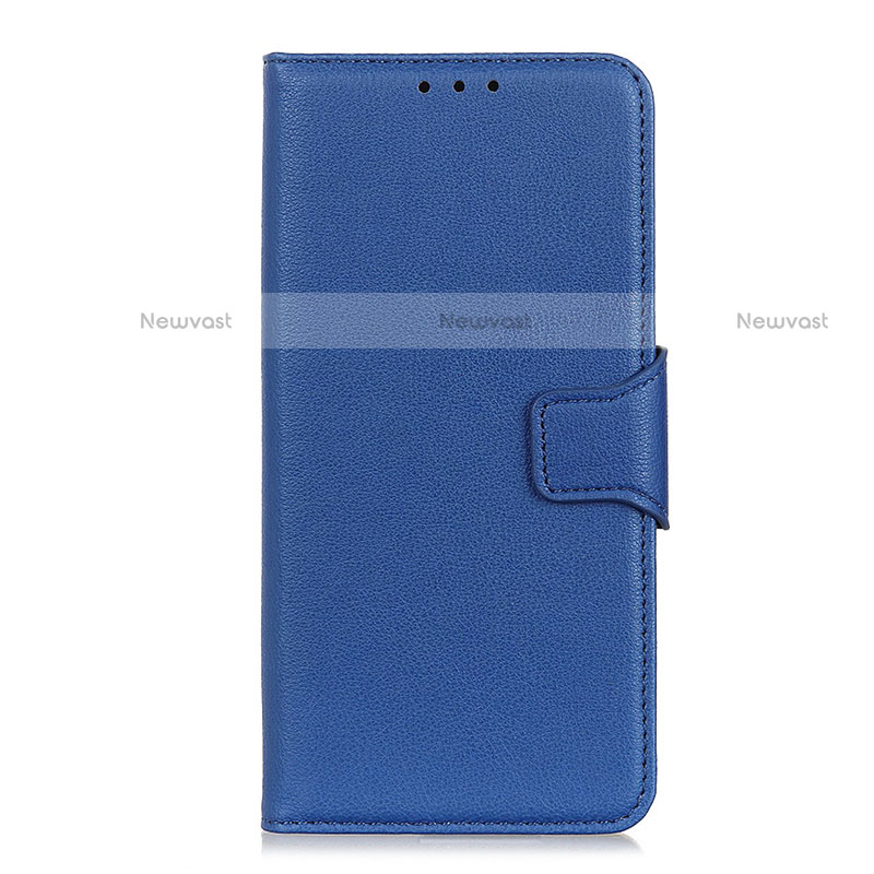 Leather Case Stands Flip Cover L07 Holder for Motorola Moto Edge Blue