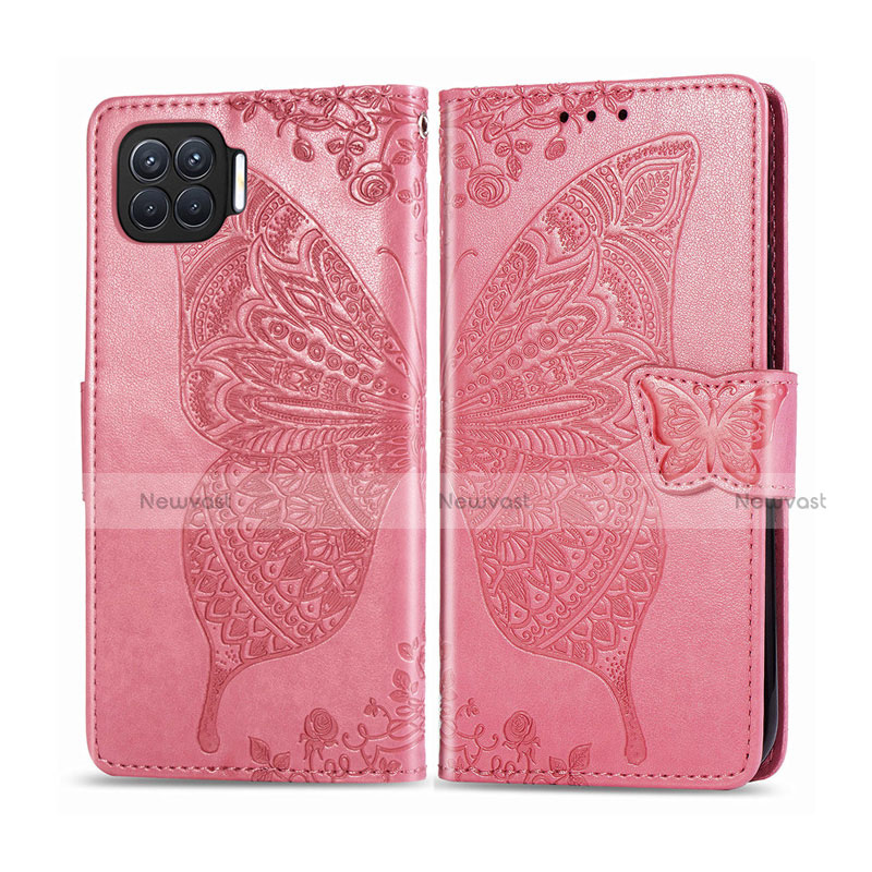 Leather Case Stands Flip Cover L07 Holder for Oppo A93 Pink