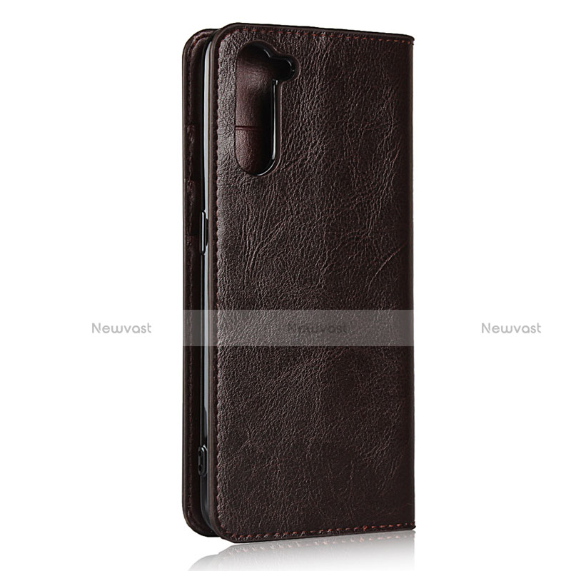 Leather Case Stands Flip Cover L07 Holder for Oppo Reno3 A Brown