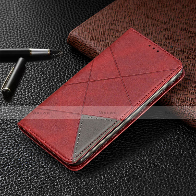 Leather Case Stands Flip Cover L07 Holder for Samsung Galaxy A41 Red