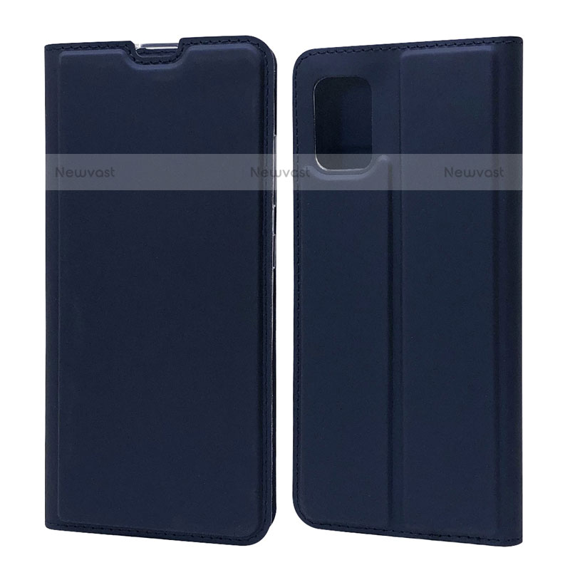 Leather Case Stands Flip Cover L07 Holder for Samsung Galaxy A71 4G A715 Blue