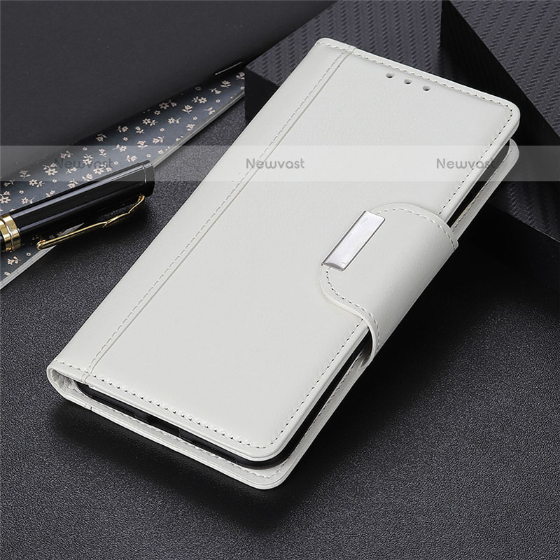 Leather Case Stands Flip Cover L07 Holder for Samsung Galaxy M11 White