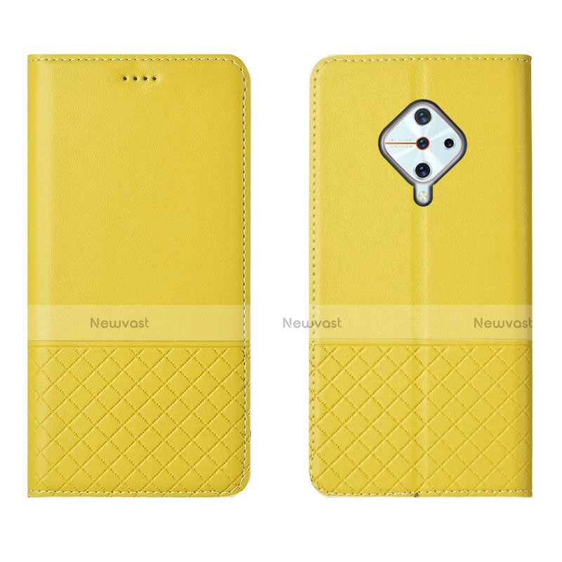 Leather Case Stands Flip Cover L07 Holder for Vivo S1 Pro Yellow