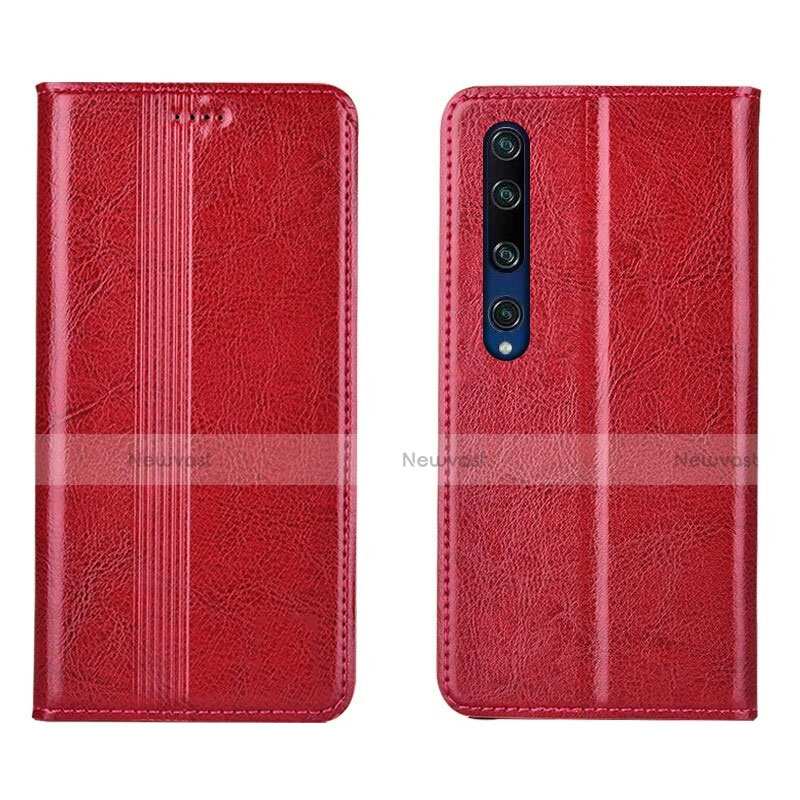 Leather Case Stands Flip Cover L07 Holder for Xiaomi Mi 10 Red