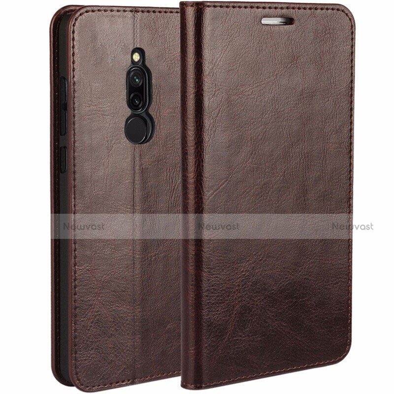 Leather Case Stands Flip Cover L07 Holder for Xiaomi Redmi 8 Brown