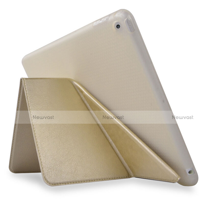 Leather Case Stands Flip Cover L08 for Apple New iPad 9.7 (2017) Gold