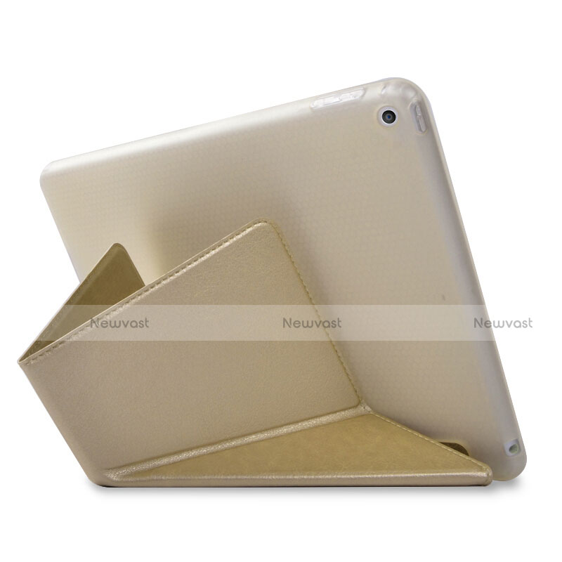 Leather Case Stands Flip Cover L08 for Apple New iPad 9.7 (2017) Gold