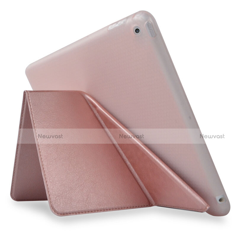 Leather Case Stands Flip Cover L08 for Apple New iPad 9.7 (2018) Rose Gold