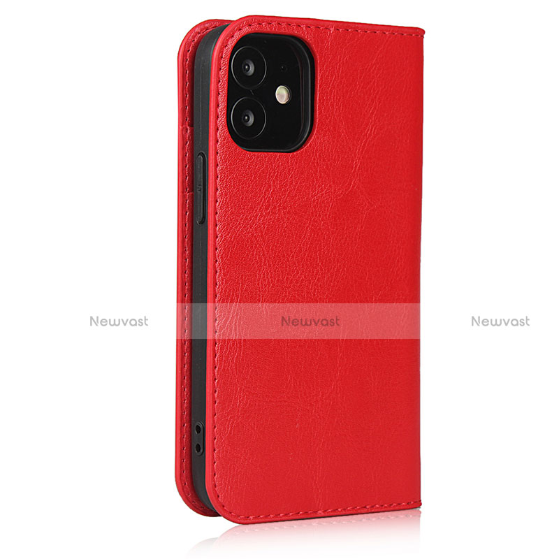 Leather Case Stands Flip Cover L08 Holder for Apple iPhone 12 Red