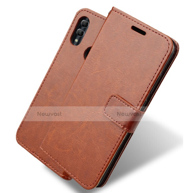 Leather Case Stands Flip Cover L08 Holder for Huawei Honor 10 Lite Brown