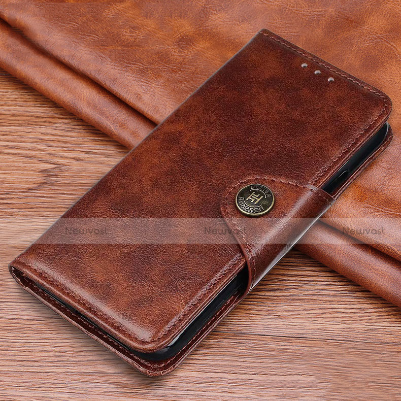 Leather Case Stands Flip Cover L08 Holder for Huawei Nova 7i Brown