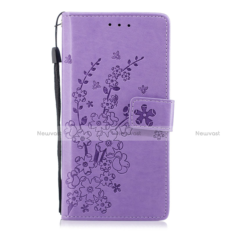 Leather Case Stands Flip Cover L08 Holder for Huawei P20 Purple