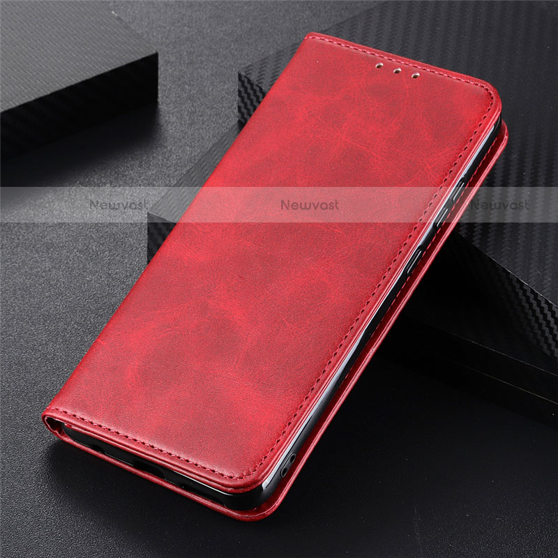 Leather Case Stands Flip Cover L08 Holder for Motorola Moto Edge Red