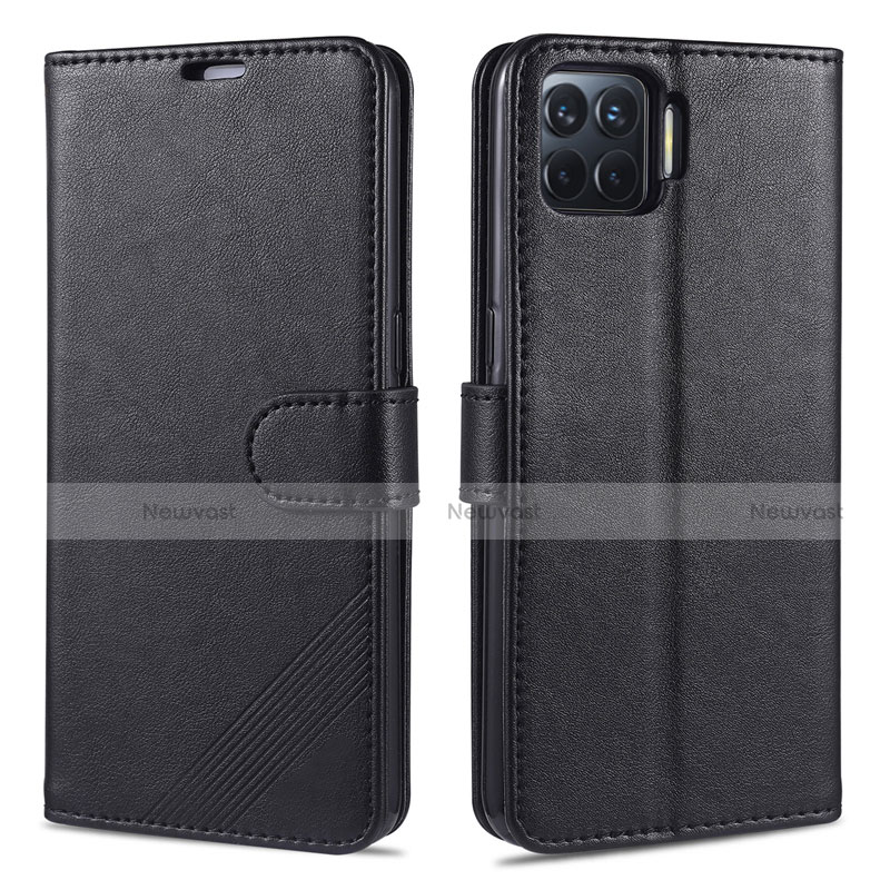 Leather Case Stands Flip Cover L08 Holder for Oppo F17 Pro Black