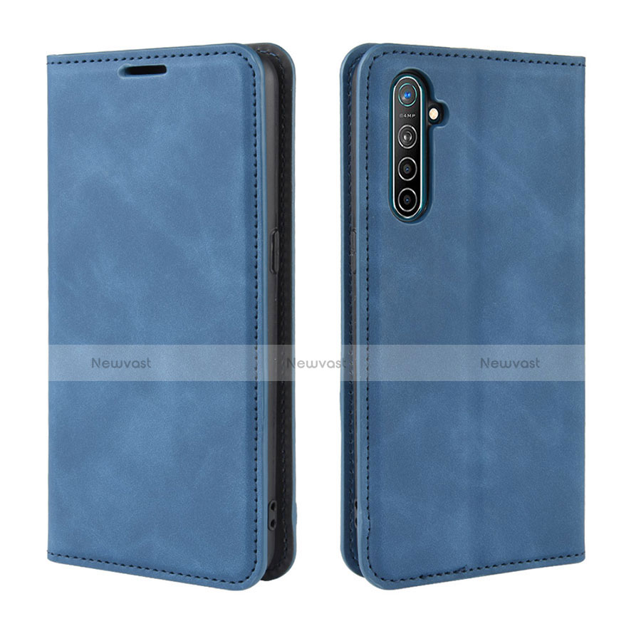 Leather Case Stands Flip Cover L08 Holder for Realme X2 Blue