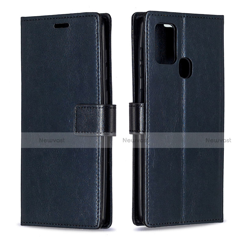 Leather Case Stands Flip Cover L08 Holder for Samsung Galaxy A21s Black