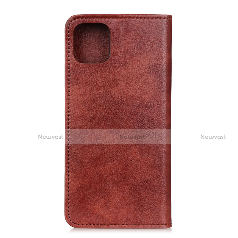 Leather Case Stands Flip Cover L08 Holder for Samsung Galaxy A71 5G Brown