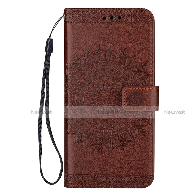 Leather Case Stands Flip Cover L08 Holder for Samsung Galaxy S20 Plus 5G Brown