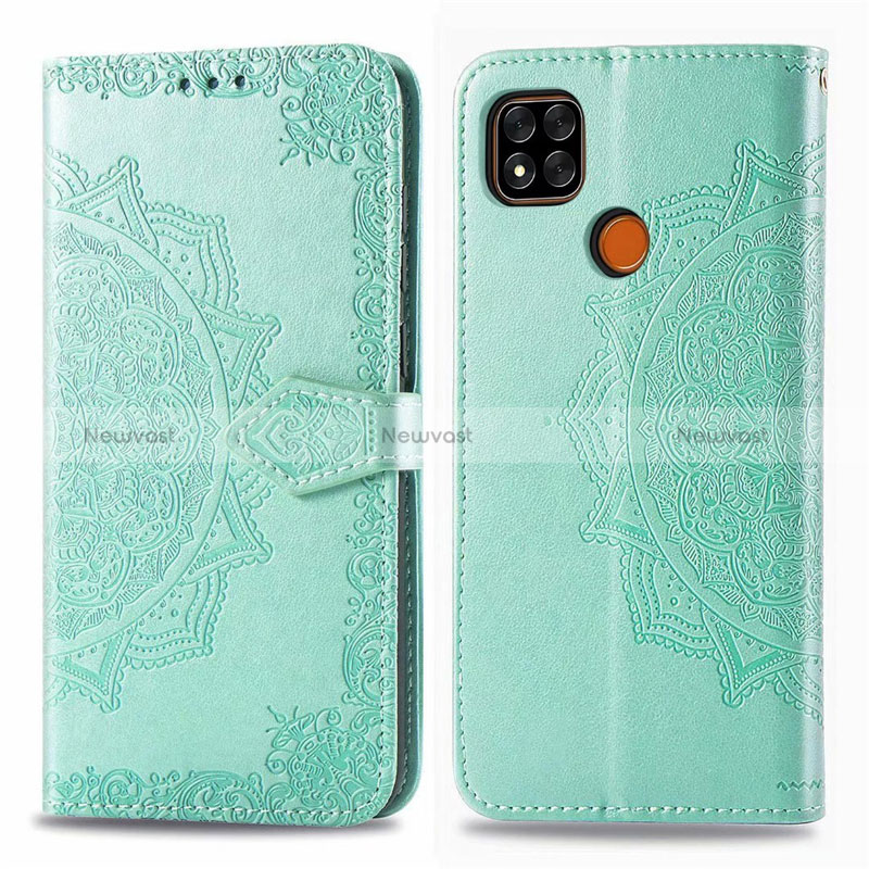 Leather Case Stands Flip Cover L08 Holder for Xiaomi POCO C31 Matcha Green