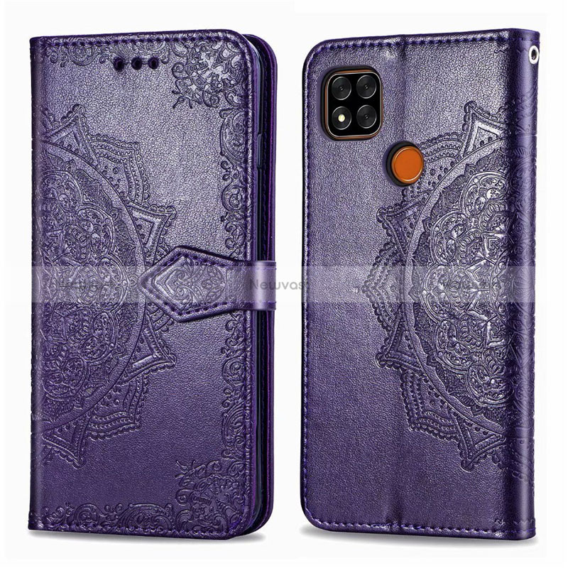 Leather Case Stands Flip Cover L08 Holder for Xiaomi Redmi 9 Activ Purple