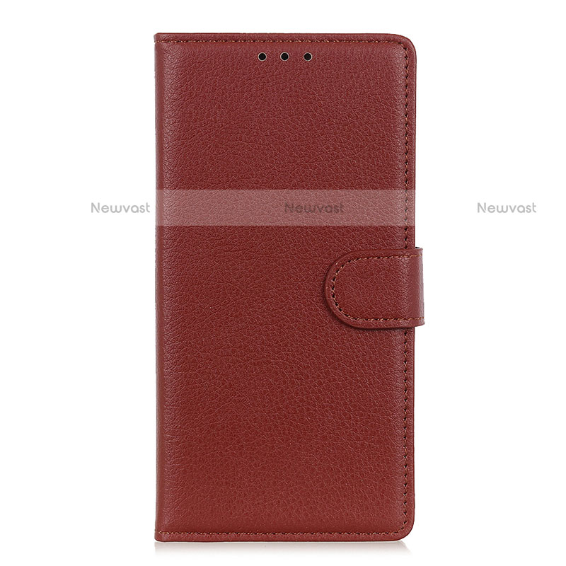 Leather Case Stands Flip Cover L09 Holder for Motorola Moto Edge Brown