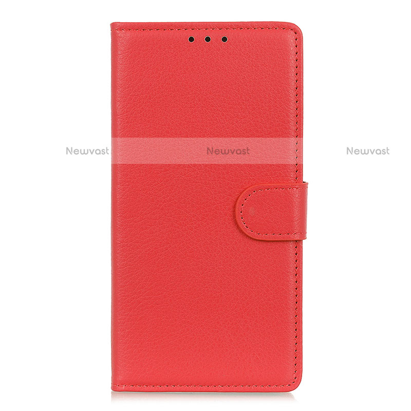 Leather Case Stands Flip Cover L09 Holder for Motorola Moto Edge Red