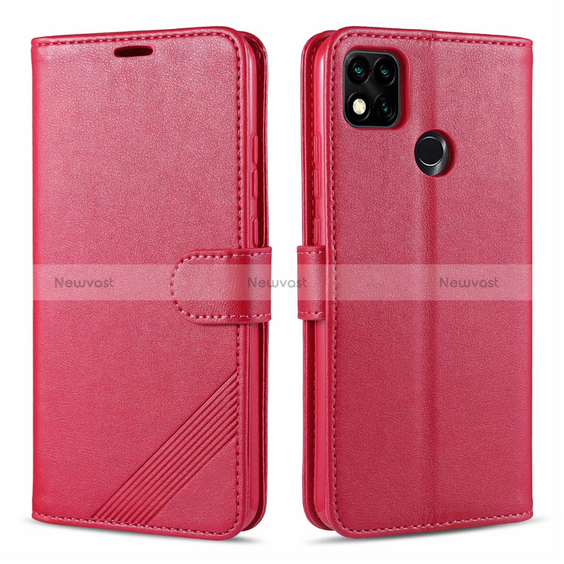 Leather Case Stands Flip Cover L09 Holder for Xiaomi POCO C3 Red