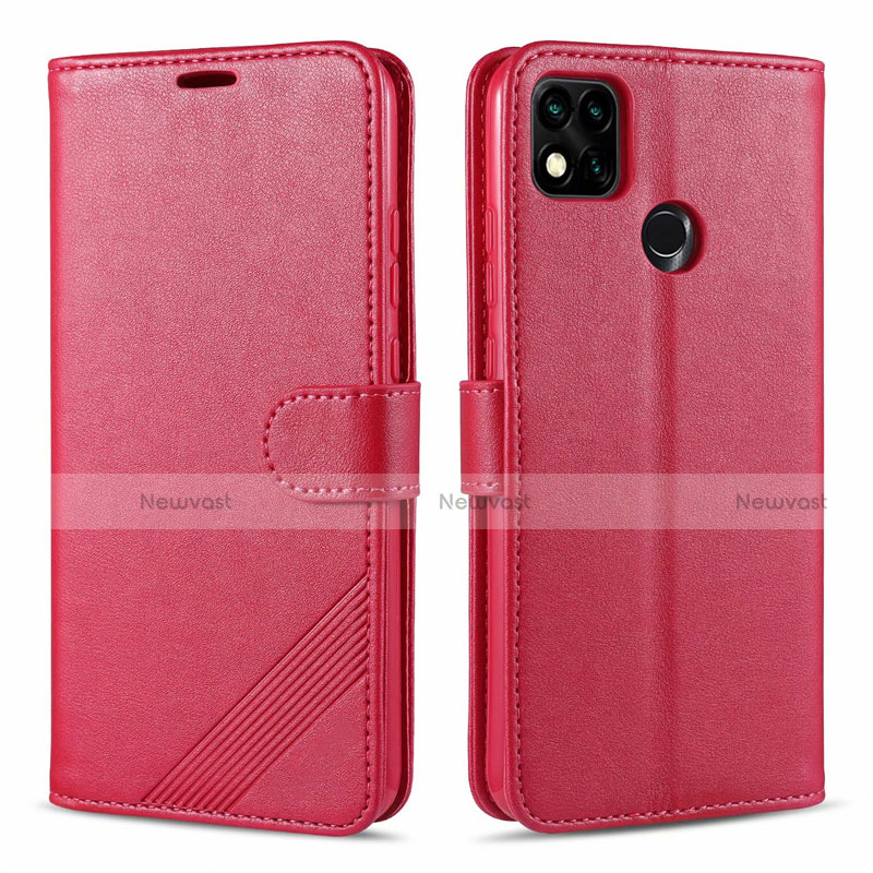 Leather Case Stands Flip Cover L09 Holder for Xiaomi Redmi 9C Red