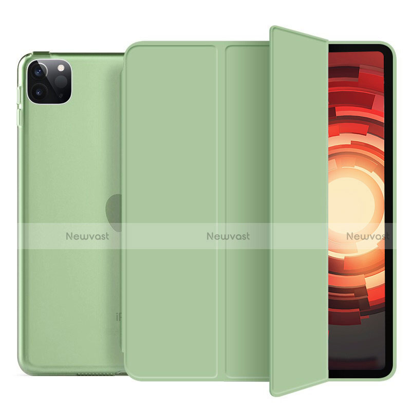 Leather Case Stands Flip Cover L10 Holder for Apple iPad Pro 12.9 (2020) Matcha Green