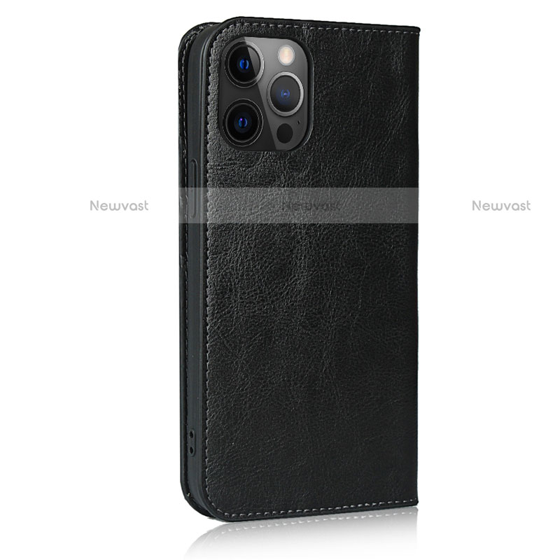 Leather Case Stands Flip Cover L10 Holder for Apple iPhone 12 Pro Black