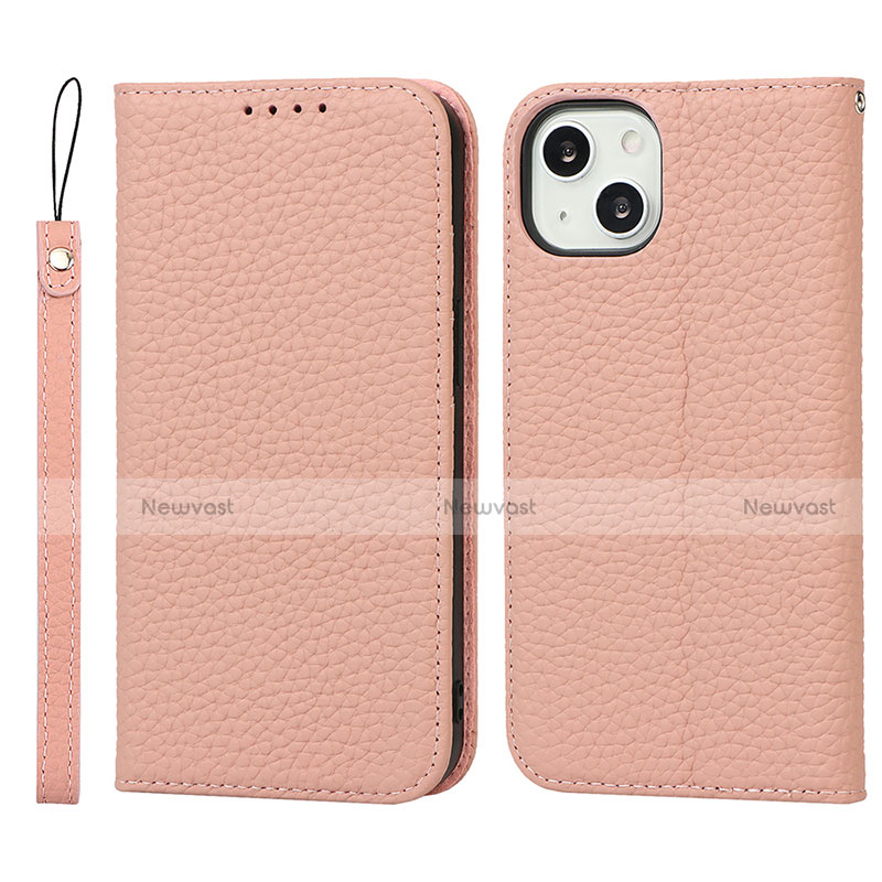 Leather Case Stands Flip Cover L10 Holder for Apple iPhone 13 Rose Gold