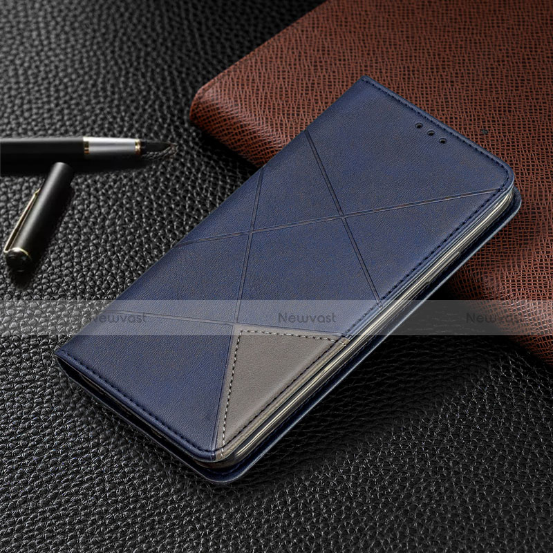 Leather Case Stands Flip Cover L10 Holder for Huawei Y6p Blue