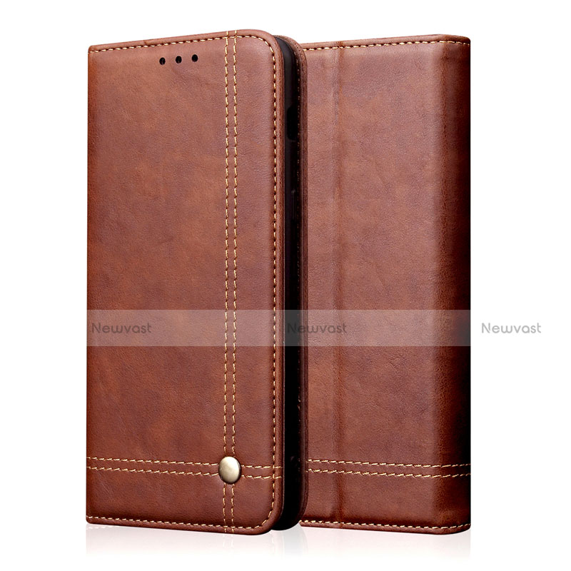 Leather Case Stands Flip Cover L10 Holder for Oppo A91 Brown