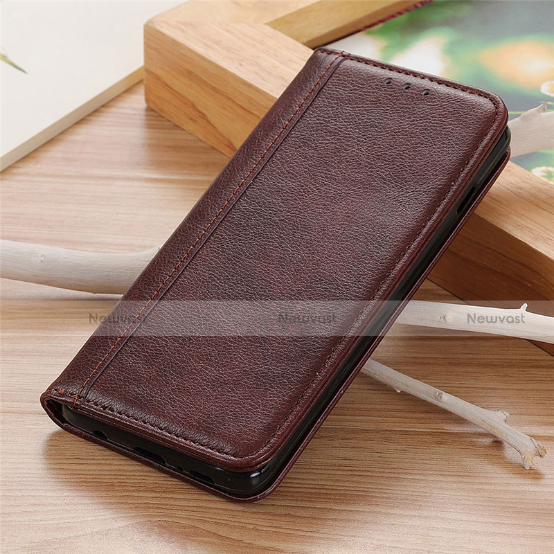 Leather Case Stands Flip Cover L10 Holder for Oppo Reno5 5G Brown