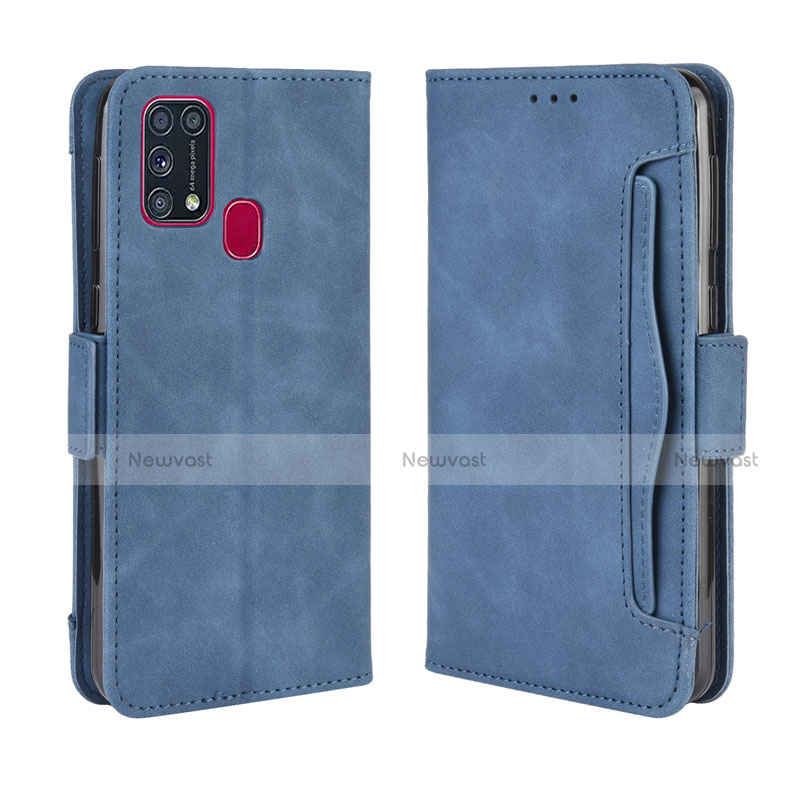 Leather Case Stands Flip Cover L10 Holder for Samsung Galaxy M31 Blue