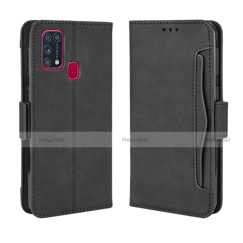 Leather Case Stands Flip Cover L10 Holder for Samsung Galaxy M31 Prime Edition Black