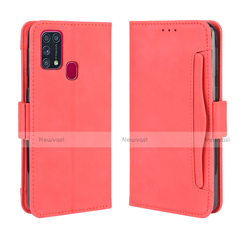 Leather Case Stands Flip Cover L10 Holder for Samsung Galaxy M31 Prime Edition Red