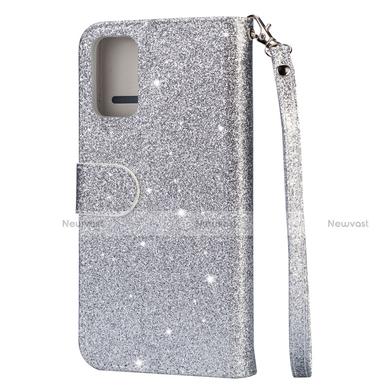 Leather Case Stands Flip Cover L10 Holder for Samsung Galaxy S20 Plus Silver