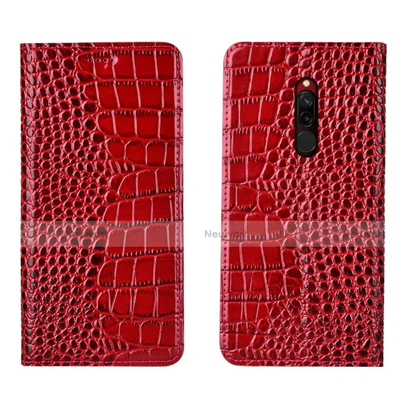 Leather Case Stands Flip Cover L10 Holder for Xiaomi Redmi 8 Red