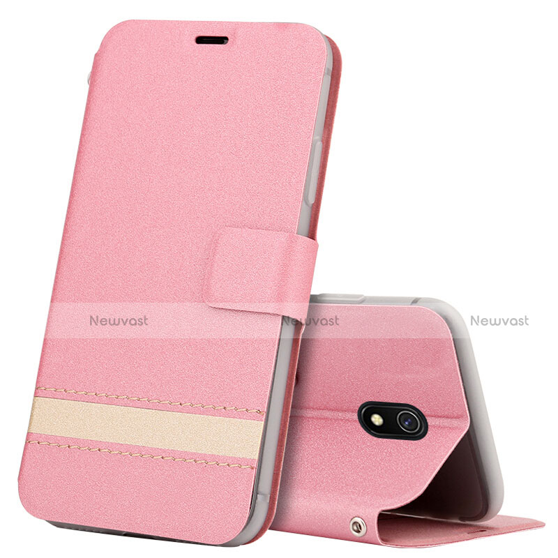 Leather Case Stands Flip Cover L10 Holder for Xiaomi Redmi 8A Pink