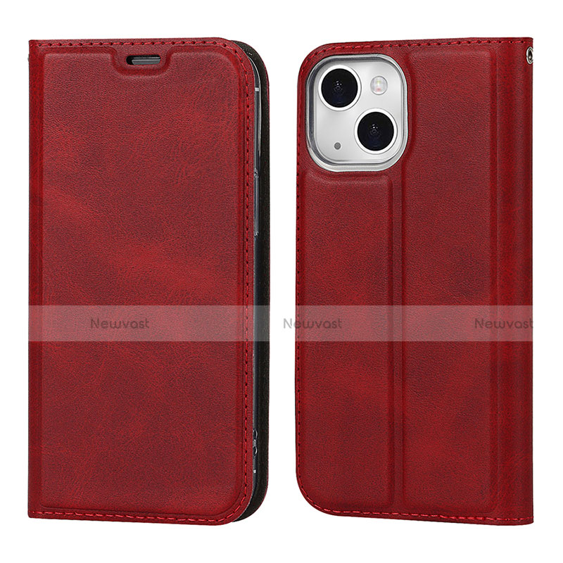 Leather Case Stands Flip Cover L11 Holder for Apple iPhone 13 Red