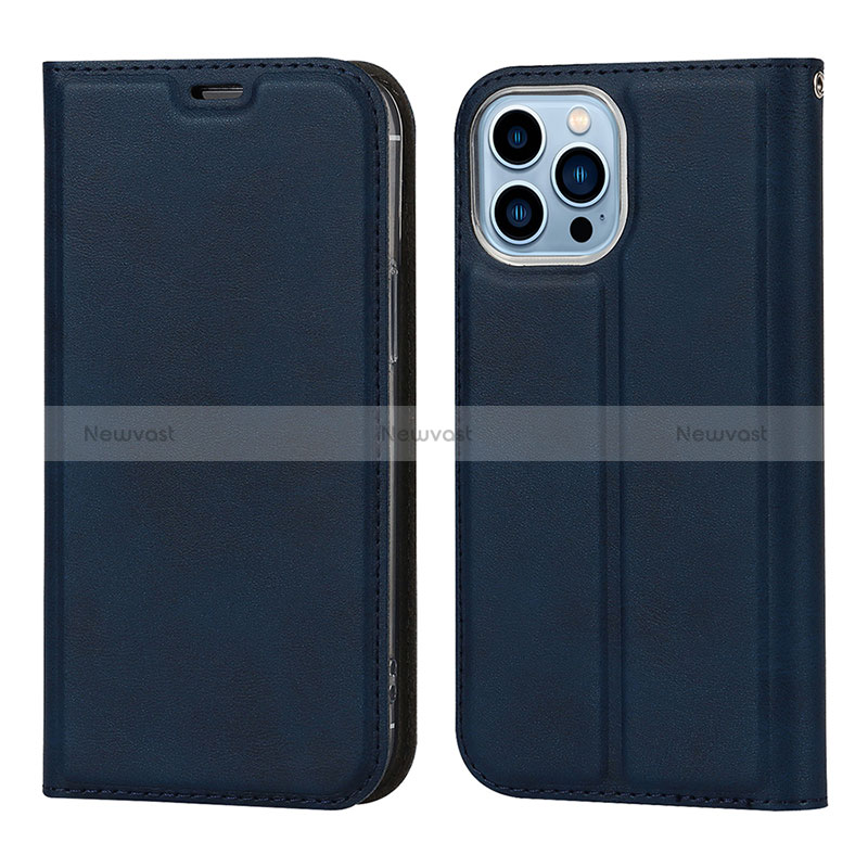 Leather Case Stands Flip Cover L11 Holder for Apple iPhone 14 Pro Blue