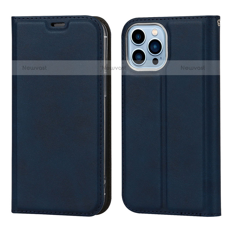 Leather Case Stands Flip Cover L11 Holder for Apple iPhone 16 Pro Blue